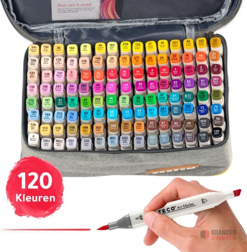 Discover ARTECO® 120 Alcohol Dual Tip Markers - Wide & Fine Point - Twinmarkers Set with Handy Storage Bag! Create Masterpieces with Our Premium Highlighters! - Premier B2B Stocklot Marketplace